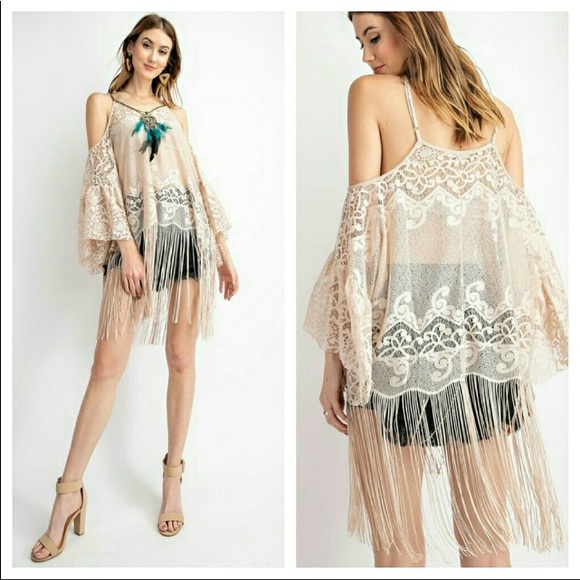 ✨🌟Lace Fringe Boho Tunic🌟✨OS✨ - Picture 2 of 3